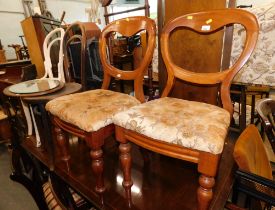 Two 20thC balloon back dining chairs, two bentwood chairs, and a hall mirror. (5)