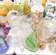 Various glassware, to include pedestal dish, glass basket, a Britvic jug, frosted glass model of a s