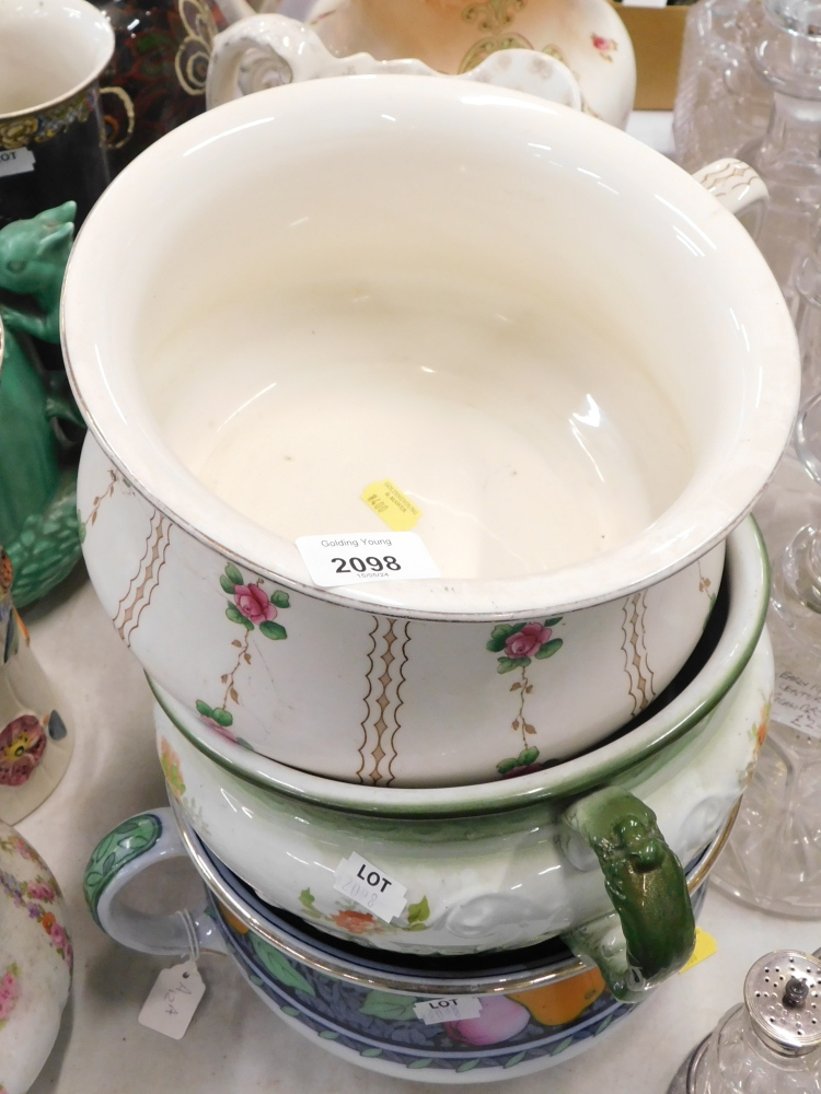 Various chamber pots, together with two wash jugs.