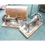 A Family cased sewing machine, and a Singer sewing machine, without case.