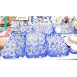 Glassware, to include hock glasses, brandy glasses, decanter, liqueur glasses, long stem glasses, av