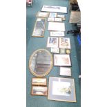Various pictures, prints, mirrors, etc., to include a reproduction British Railways print of Lincoln