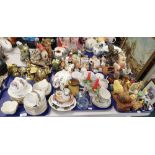 A Victorian porcelain part tea service, together with various animal figures, further part teawares,