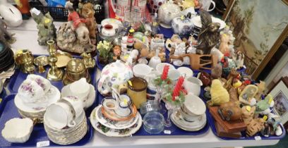 A Victorian porcelain part tea service, together with various animal figures, further part teawares,