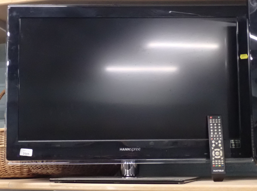 A Hannspree HD television, no lead, with Matsui remote.