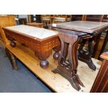 Assorted furniture, comprising tile top coffee table, and nest of three tables. (2)