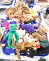 Various TY Beanie Babies, to include cat, duck, elephant, together with a Rototherm thermometer.