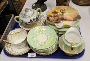 A Noritake porcelain trinket dish, together with an Oriental two handled sugar bowl and cover, part