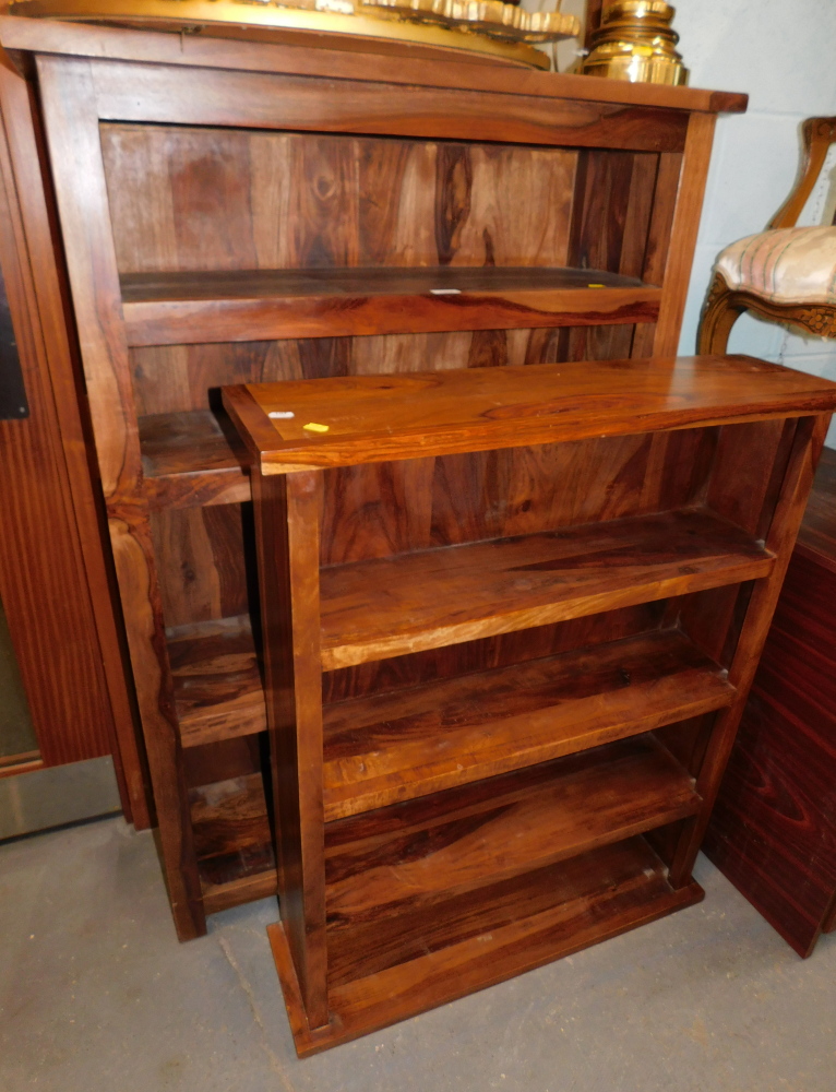 Two hardwood bookcases.