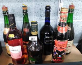 Various alcohol, to include Echo Falls rose wine, Harvey's Bristol Cream sherry, Vermouth, etc.