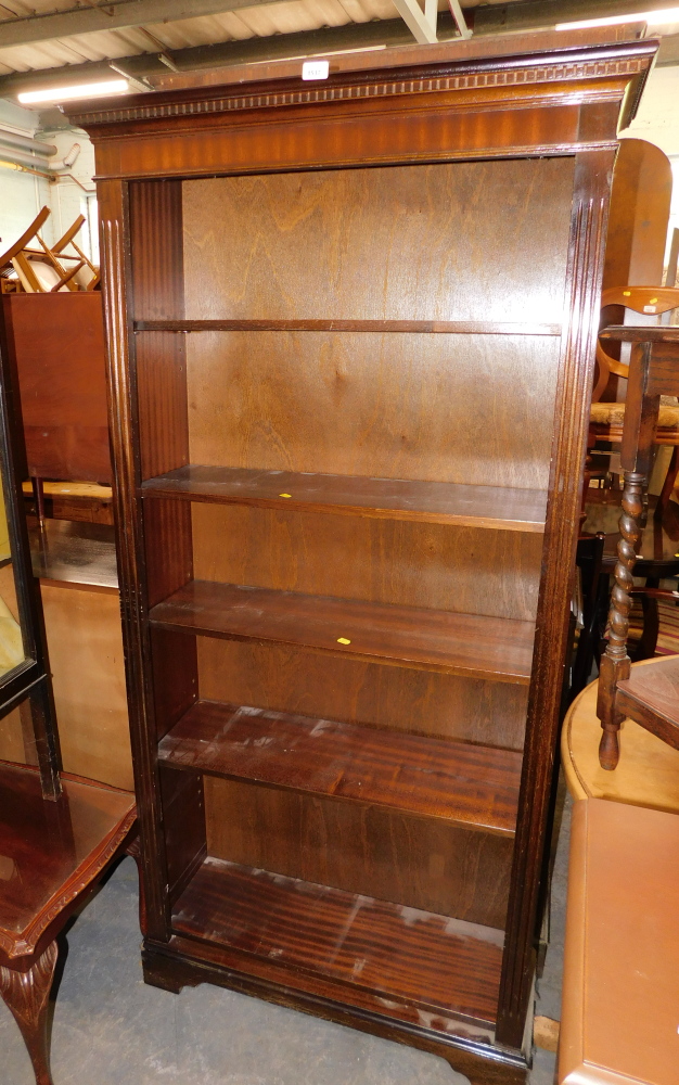 A mahogany bookcase.