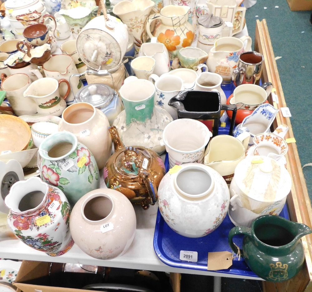 Various ceramics, to include Myott Son & Co vase, decorated with flowers, various jugs, for Bell's w