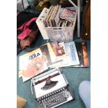 An Olympia typewriter, and various LP records, to include Diana Ross and The Supremes, Strawbs, Tcha