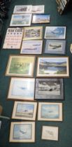 Various pictures, prints, etc., aviation related to include after Barry G Price, Halifax Bombers, ne