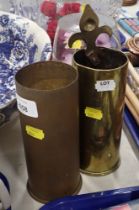 Trench Art. Two shell cases, each 19cm high.