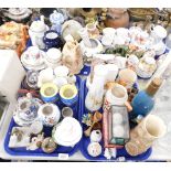 Decorative china and effects, to include pottery fish glug vase, relief moulded hunting related jug,