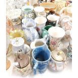 Various vases, to include a Radford vase decorated with flowers, a sponge printed wash jug, biscuit