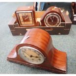 Three oak cased mantel clocks.