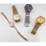 Three gentleman's wristwatches, together with a lady's wristwatch.