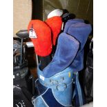 A blue leatherette Prosoman golf carry bag, and various Ping and other clubs. Buyer Note: VAT payabl
