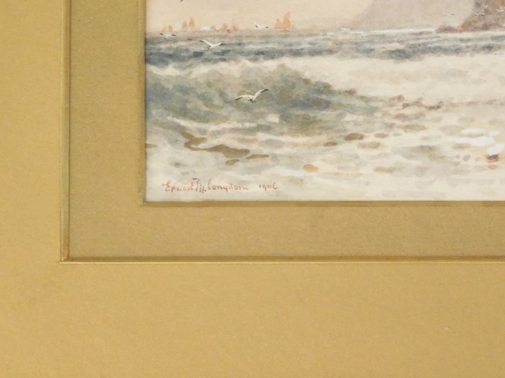 Ernest H. Longdon (19thC/20thC). The Devon Coast, watercolour, signed, dated 1906, titled verso, 12c - Image 3 of 6