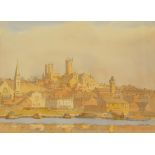 Len Roope (1917-2004). Lincoln from South East, signed and dated 1978, 26cm x 36cm.