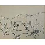 Bernard Kay (1927-2021). Vallayns, drawing, titled and dated 1956, 22.5cm x 29.5cm.