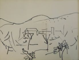 Bernard Kay (1927-2021). Vallayns, drawing, titled and dated 1956, 22.5cm x 29.5cm.