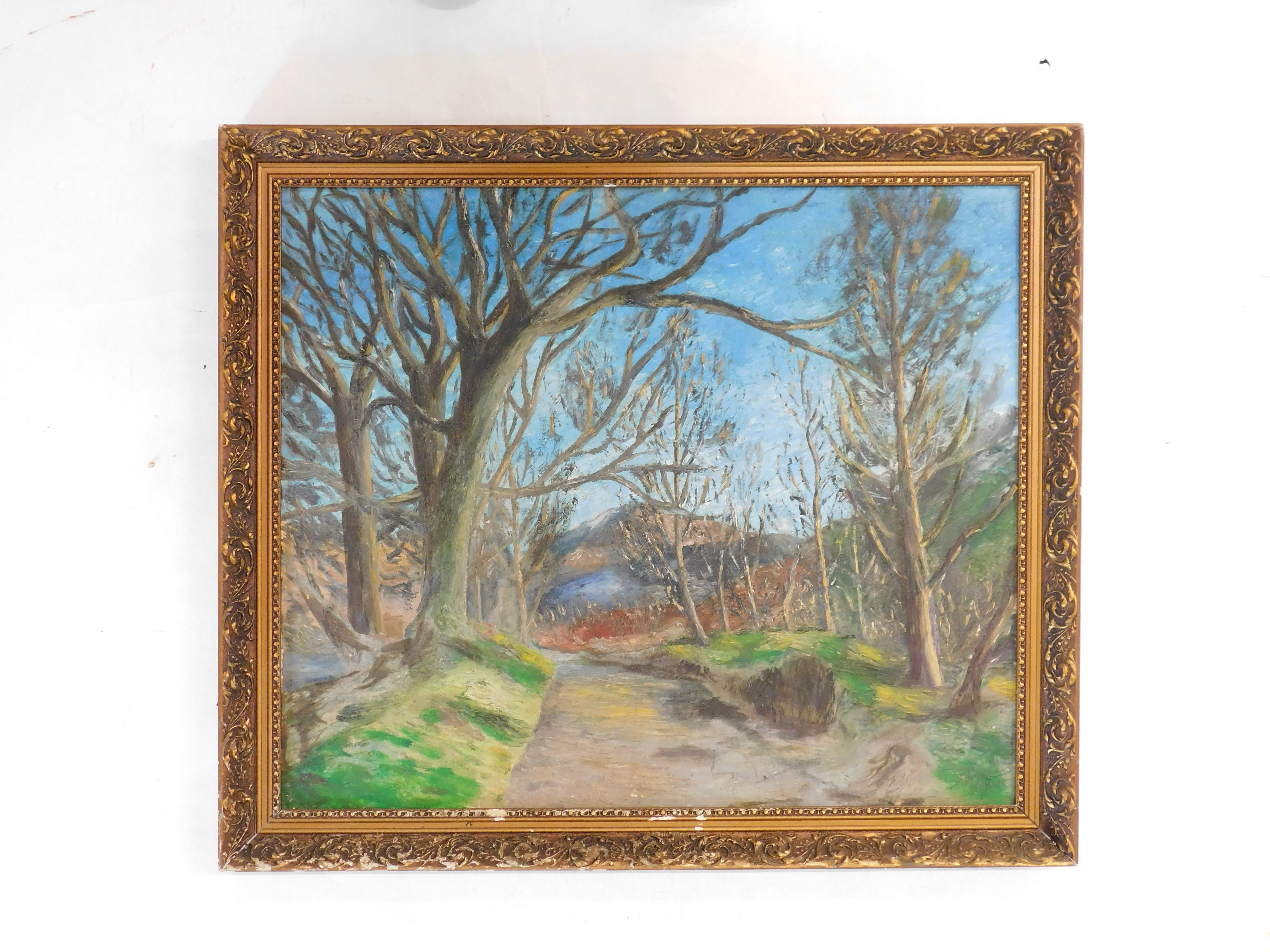 20thC Irish School. Woodland path, oil on canvas, 55cm x 65cm. - Image 2 of 4