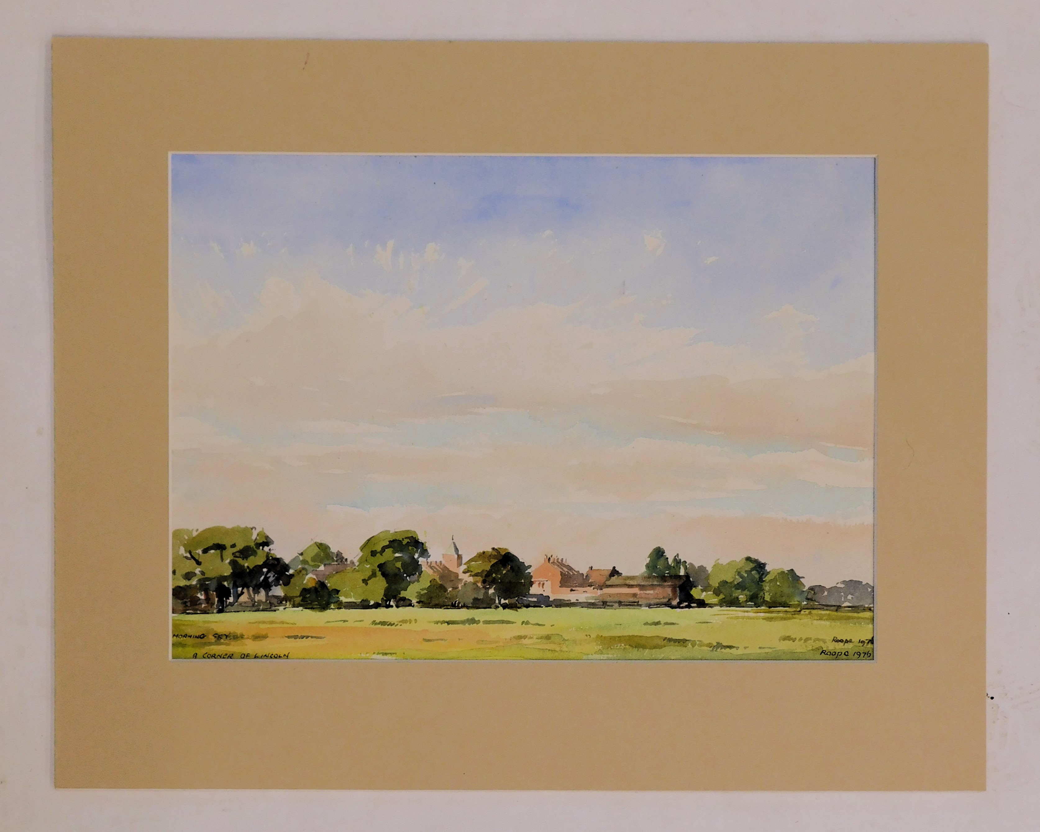 Len Roope (1917-2005). Morning Sky - A Corner of Lincoln, watercolour, signed, titled and dated 197 - Image 2 of 5