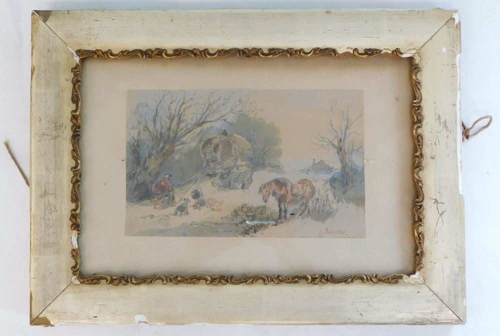 H. Melville. Camp five, watercolour, signed, 16.5cm x 26cm. - Bild 2 aus 4