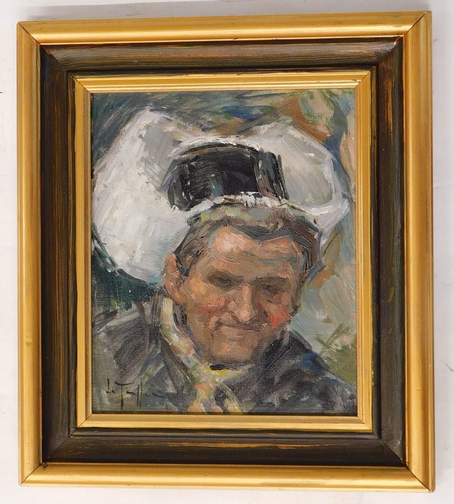 Jean-Louis Le Toullec (1908-1999). Breton Woman, oil on canvas, signed and titled verso, 26cm x 21.5 - Image 2 of 5