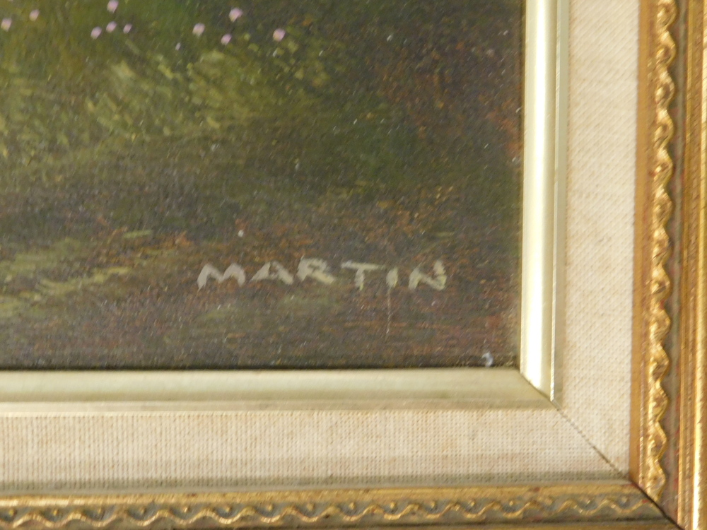 Martin. Woodland river, oil on canvas, signed, 40cm x 50cm. - Image 3 of 4