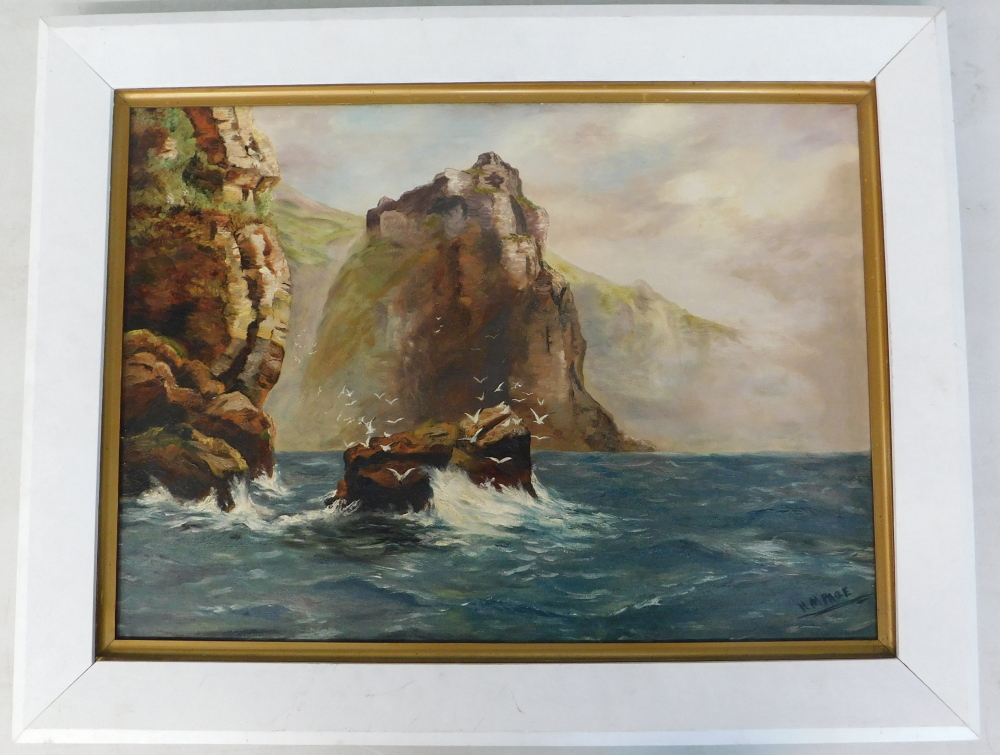 H.H. Page. Coastal scene, oil on canvas, signed, 45cm x 62cm. - Image 2 of 5