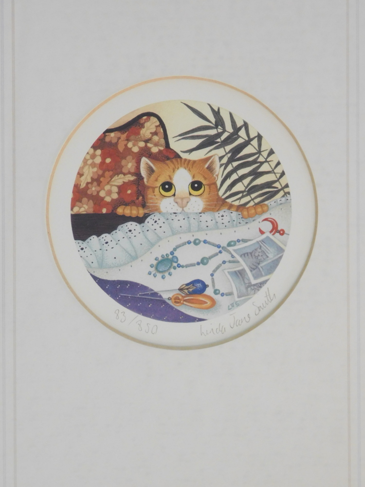 Linda Jane Smith (b.1962). Cats, a set of four artist signed, limited edition coloured print, 83/850 - Image 4 of 7