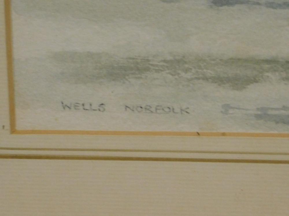 E. Scotney. Wells, Norfolk, watercolour, signed and titled, 23cm x 24.5cm. - Image 4 of 5