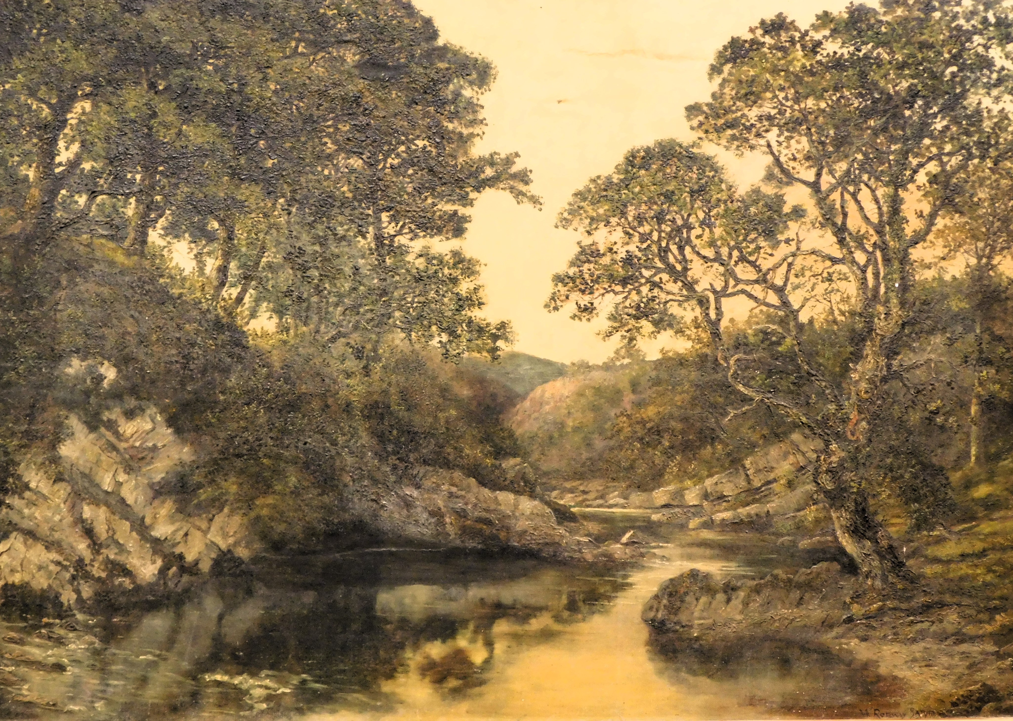 William Rodway Barnes (c1840-1905). River landscape, oil on canvas, signed, 69cm x 99cm.