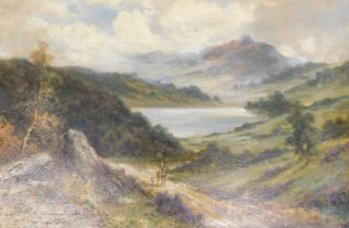 Henry Cooper (19thC/20thC). Mountain landscape with figure on horseback, oil on canvas, signed, 49cm