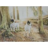 Ros Goody (20thC). Dogs, artist signed limited edition coloured print, 40/80, 39cm x 50cm. Label ver