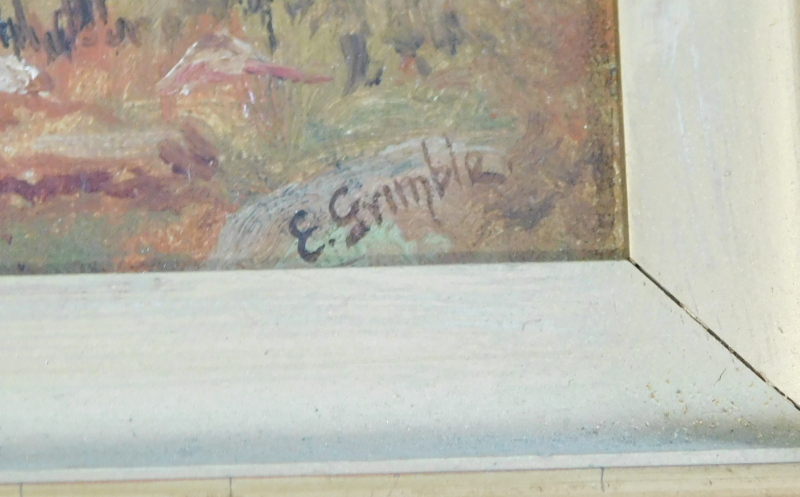 E. Grimble (19thC/20thC). Hunter at Sunset, oil on canvas, signed, 19.5cm x 34.5cm. - Bild 3 aus 5