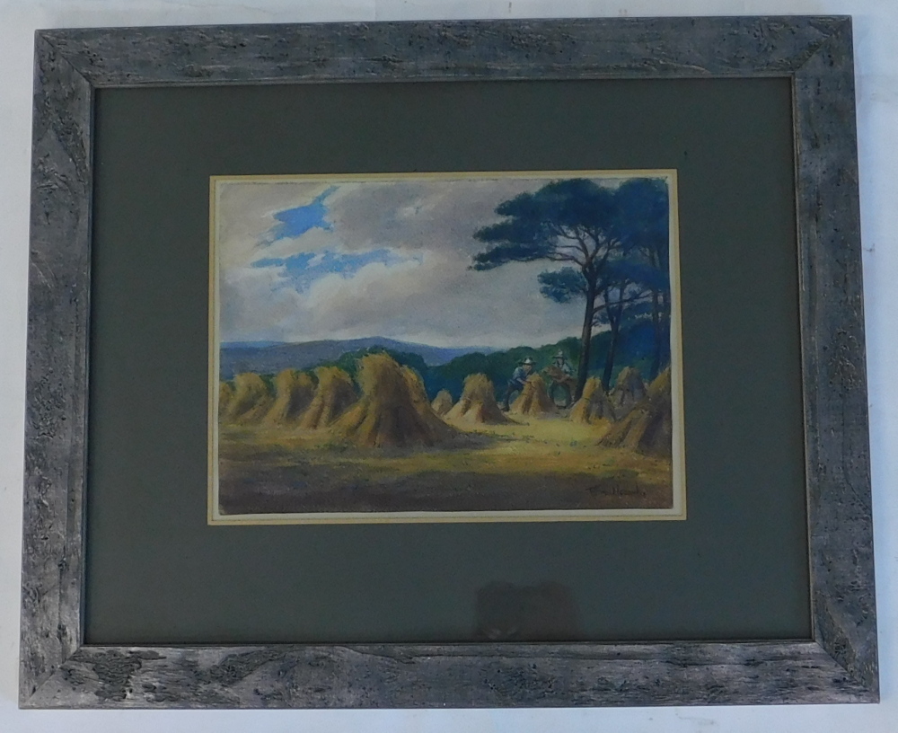 William Thornton Brocklebank (1882-1970). Cornfield, nr Exeter Devon, watercolour, signed and titled - Image 2 of 6