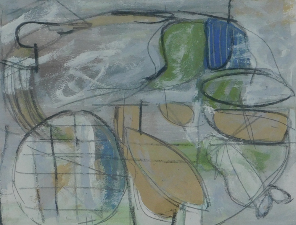 David Holmes (1940-2010). Composition 7, mixed media, signed, dated (19)77, titled verso, 20cm x 25c