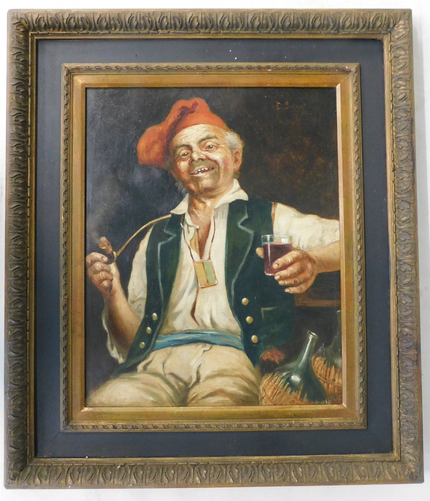 D. Salvati (19thC/20thC). Inn Man, oil on canvas, signed, 52cm x 41cm. - Bild 2 aus 4
