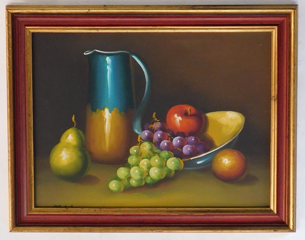 Stevens (20thC). Fruit still life, oil on canvas, framed, 29cm x 39cm. - Image 2 of 5