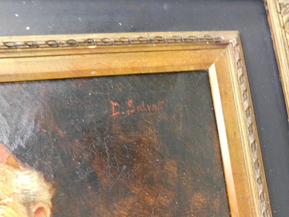 D. Salvati (19thC/20thC). Inn Man, oil on canvas, signed, 52cm x 41cm. - Bild 3 aus 4