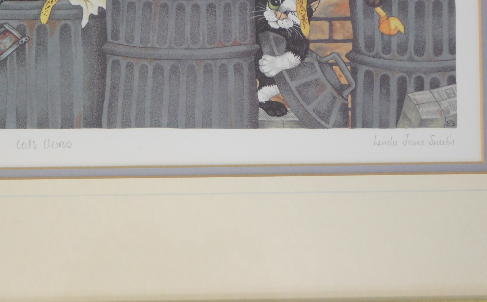 Linda Jane Smith (b.1962). Cats Chorus, artist signed, titled limited edition coloured print, 34/890 - Bild 3 aus 6