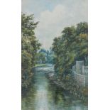 E. Cauthorne. On The Ribble, watercolour, signed, printed postcard of scene verso, 45cm x 28cm.