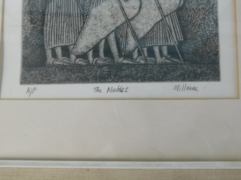 Mark Millmore (b.1956). The Nobles, artist signed, titled etching, 20cm x 20cm. - Bild 3 aus 5