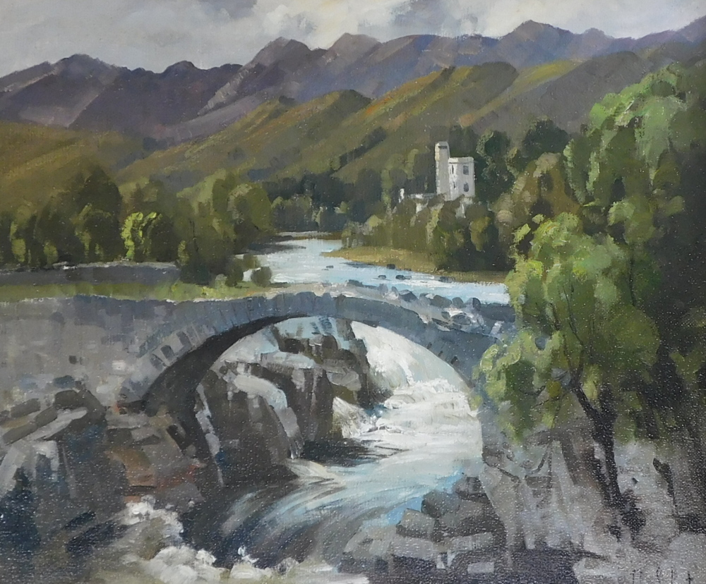 John Samuel Loxton (1903-1969/71). Old Bridge, Invermoriston, Scotland, oil on board, signed, 50cm x