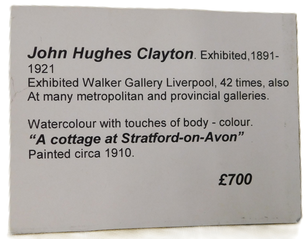 J. Hughes Clayton. Stratford on Avon, watercolour, signed and titled, 24cm x 48.5cm. - Bild 5 aus 5